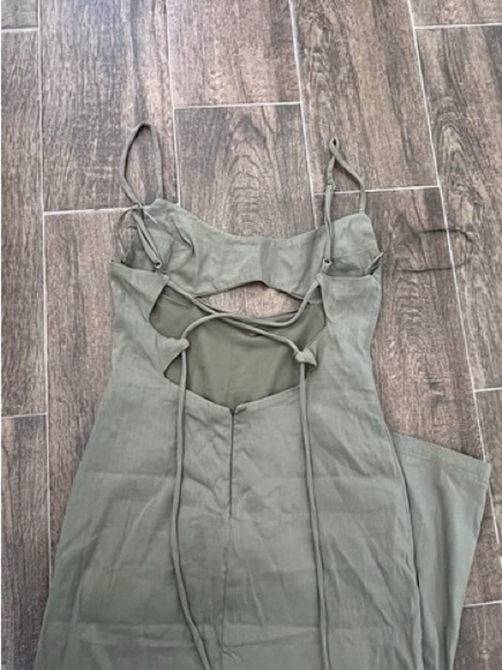 Zara Olive Green Tie-Back Cutout Jumpsuit